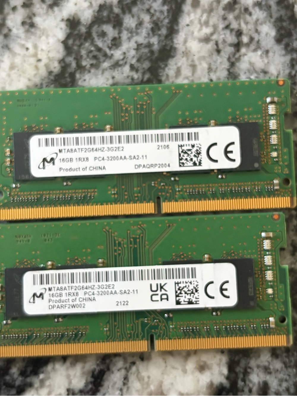 32GB (2x16GB) Micron DDR4 3200MHz PC4-3200AA Laptop RAM MTA8ATF2G64HZ-3G2E2